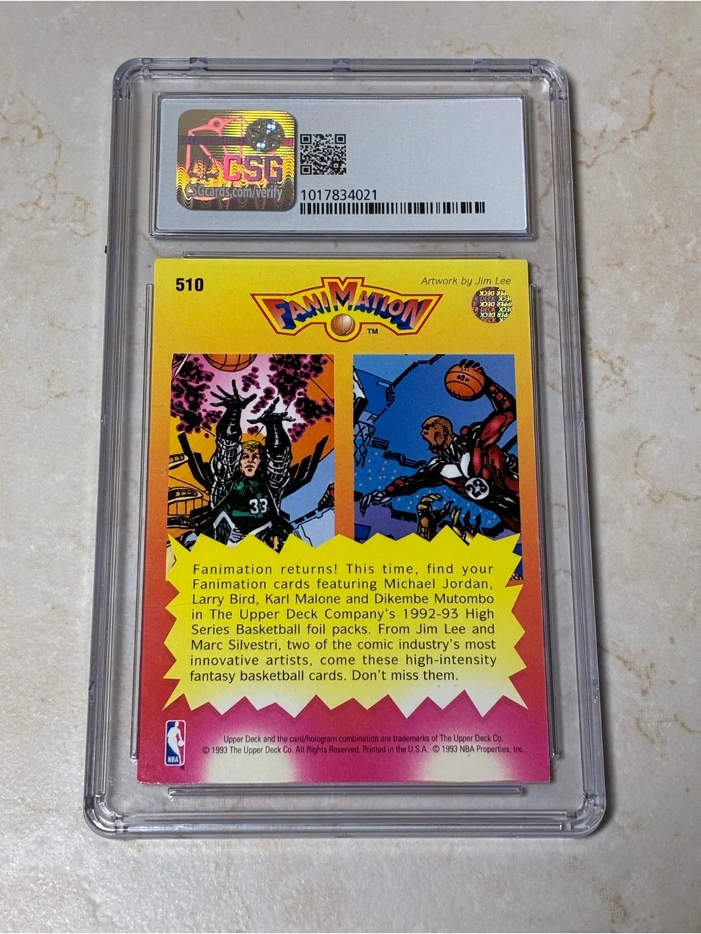 1992-93 UD Fanimation Larry Bird/Michael Jordan trading card Graded 9